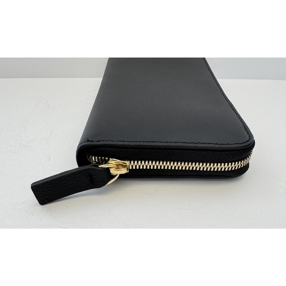 NWOT Quince Italian Pebbled Leather Continental Wallet Black Zip Close - Picture 7 of 7